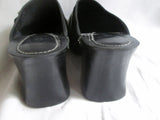 Womens CARLOS SANTANA Suede Leather Clog High Heel Slip-On Mules 10 BLACK Stud
