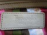 TIGNANELLO leather hobo satchel shoulder bucket bag purse WHITE CREME ECRU