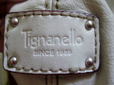 TIGNANELLO leather hobo satchel shoulder bucket bag purse WHITE CREME ECRU