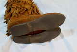 Womens MINNETONKA Tiered Suede Fringe Boot Moccasin Hippy BROWN 8