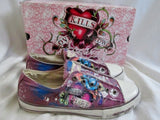 Womens ED HARDY TIEDYE Lowrise Sneaker Trainer Sports Shoe 9 PURPLE