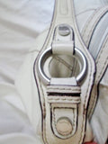 TIGNANELLO leather hobo satchel shoulder bucket bag purse WHITE CREME ECRU