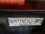 SPETTACOLO INC ITALY leather croc shoulder box bag satchel briefcase BROWN