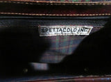SPETTACOLO INC ITALY leather croc shoulder box bag satchel briefcase BROWN