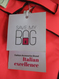 NWT NEW SAVE MY BAG ITALY CORAL PINK ORANGE Tote Bag Purse NEON