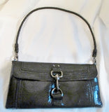 THE SAK Patent Leather Wristlet Shoulder Bag Baguette Purse Wallet Clutch BLACK