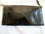 THE SAK Patent Leather Wristlet Shoulder Bag Baguette Purse Wallet Clutch BLACK
