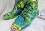 Womens BUMPER NICKY Vegan Floral Ankle BOOTS Booties Shoes GREEN 10 WILD