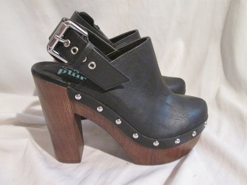 New Womens PLUME by FARYL ROBIN High Heel Clog BLACK 6 Stud Vegan