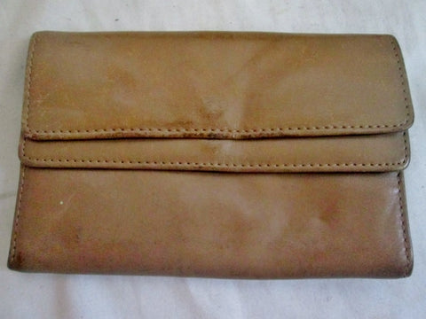 ROLFS COWHIDE COLLECTIBLES Leather Flap Coin Purse Wallet Pouch TAN TAUPE BEIGE