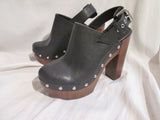 New Womens PLUME by FARYL ROBIN High Heel Clog BLACK 6 Stud Vegan