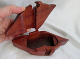 7" Rustic Handmade PELICAN PUZZLE Trinket Carved Wood BIRD Jewelry Box Treasure