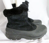 Womens SOREL SNOW ANGEL ZIP Suede Leather 8 BOOTS Booties BLACK Ankle Winter