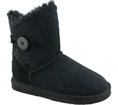 Womens LAMO ESSENTIAL SNOWMASS BUTTON Short Suede Winter BOOTS 9 BLACK Shearling