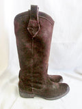 Womens SAM EDELMAN LARA Suede Leather Cowboy Western BOOTS BROWN 7 Rocker