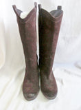 Womens SAM EDELMAN LARA Suede Leather Cowboy Western BOOTS BROWN 7 Rocker