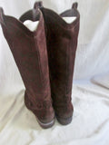 Womens SAM EDELMAN LARA Suede Leather Cowboy Western BOOTS BROWN 7 Rocker