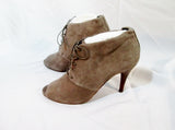 NEW Womens J. CREW ITALY Suede BOOTIE Ankle BOOT BROWN 6.5 Peep Toe