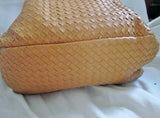 Vegan Woven Faux Leather Shoulder Bag Purse Tote Satchel GOLDENROD DIJON YELLOW