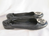 Womens TORY BURCH REVA Leather Ballet Flats Slip On Shoes 7.5 LEOPARD Signature