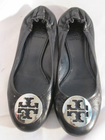 Womens TORY BURCH REVA Leather Ballet Flats Slip On Shoes 7.5 LEOPARD Signature