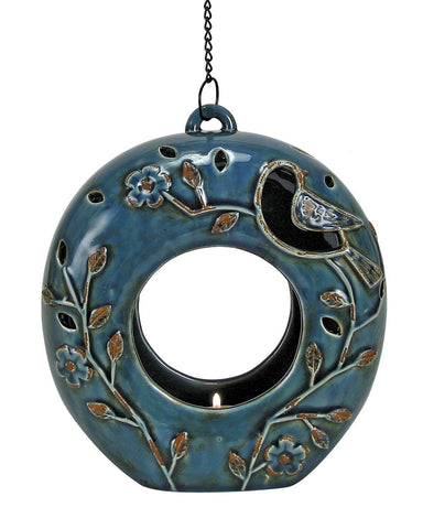 NEW Nature's Garden Bird Garden Sphere Feeder Birdhouse PLANTER LANTERN BLUE