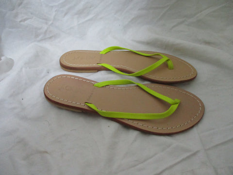 NEW J. CREW ITALY Flip Flop SANDAL SHOE NEON YELLOW LEATHER 6 Thong FLUORESCENT