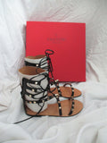 NEW VALENTINO GARAVANI SPIKE GLADIATOR Sandal 36 BLACK Shoe