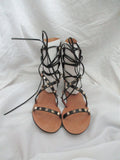 NEW VALENTINO GARAVANI SPIKE GLADIATOR Sandal 36 BLACK Shoe