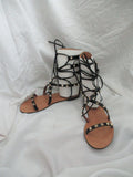 NEW VALENTINO GARAVANI SPIKE GLADIATOR Sandal 36 BLACK Shoe
