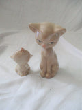 Set 2 Vintage 6" Ceramic MAMA CAT KITTEN KITTY Figurine Statue Sculpture Retro