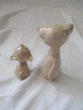 Set 2 Vintage 6" Ceramic MAMA CAT KITTEN KITTY Figurine Statue Sculpture Retro