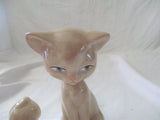 Set 2 Vintage 6" Ceramic MAMA CAT KITTEN KITTY Figurine Statue Sculpture Retro