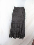 ARIELLA CROCHET MACRAME Maxi Skirt BLACK Boho Festival Hippie OS