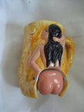 Vintage PATENT Hawaiian Style TIKI Moving Lady Butt Mug Pottery Cup Coffee Tea