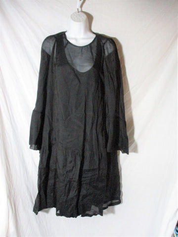 DRIES VAN NOTEN Sheer Cotton Linen 2 in 1 Dress 36 Sleeveless ITALY BLACK