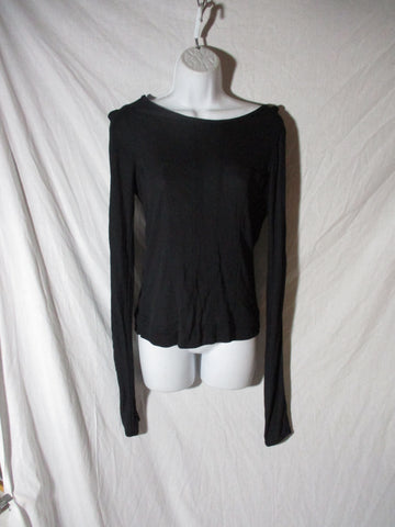 CALVIN KLEIN CK Italy Paneled Long Sleeve Paneled Top Shirt S BLACK