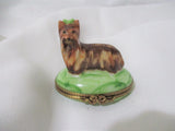 PEINT MAIN LIMOGES FRANCE Porcelain TERRIER DOG BOX w BONE