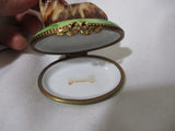 PEINT MAIN LIMOGES FRANCE Porcelain TERRIER DOG BOX w BONE