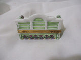 ARTORIA PEINT MAIN LIMOGES FRANCE Porcelain BENCH SOFA COUCH BIRDS FLOWER HAT