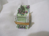 ARTORIA PEINT MAIN LIMOGES FRANCE Porcelain BENCH SOFA COUCH BIRDS FLOWER HAT