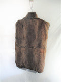ANDREW MARC Genuine RABBIT Fur Full Zip VEST Coat Jacket L BROWN