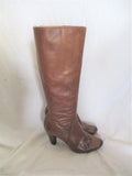 FRYE MELISSA BACK ZIP TALL High Heel Leather Western Cowboy BOOT BROWN 9
