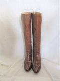 FRYE MELISSA BACK ZIP TALL High Heel Leather Western Cowboy BOOT BROWN 9