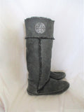 Womens TORI BURCH AMELIE Suede Leather Tall BOOTS Shoe BLACK 9 Distress