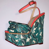 NEW CHARLOTTE OLYMPIA MEREDITH WEDGE HEEL Shoe 36 6 GREEN CAPRETTO