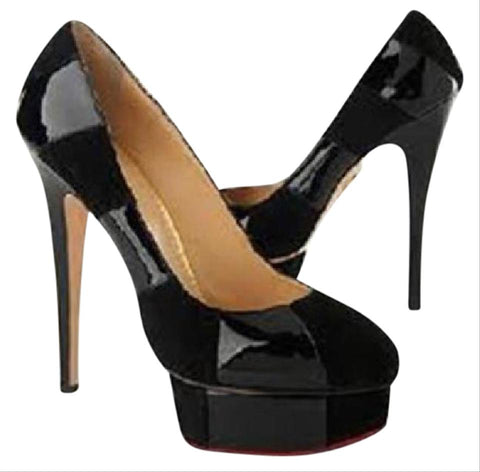 NEW CHARLOTTE OLYMPIA PRISCILLA STRIPES PUMP Shoe 36.5 6 BLACK Heel