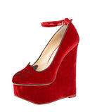 NEW CHARLOTTE OLYMPIA TESSA CAT KITTY WEDGE HEEL Shoe 36.5 6 RED
