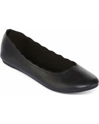 NEW Womens City Streets CARA Scalloped Vegan Ballet Flats Shoes 9.5 BLACK