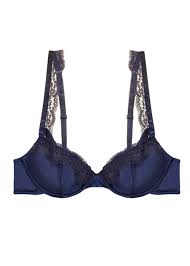 NEW NWT STELLA MCCARTNEY Clara Whispering lace silk bra 34D BLUE SEXY contour